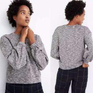 Madewell Soft Textured Gray Heathered Crewneck Sweatshirt with Full Sleeves | XS